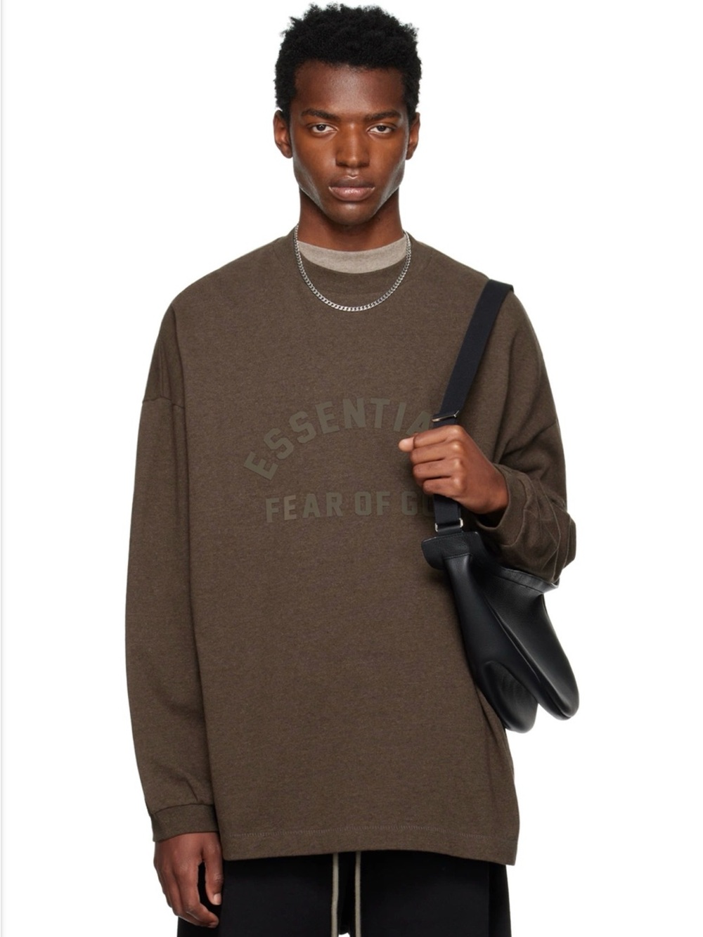 Fear of God ESSENTIALS Brown Crewneck Long Sleeve T-Shirt